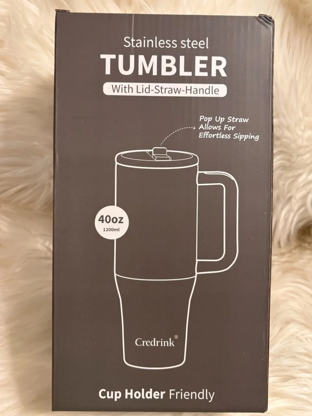 Credrink 40oz Stainless Steel Insulated Tumbler with Handle and Straw